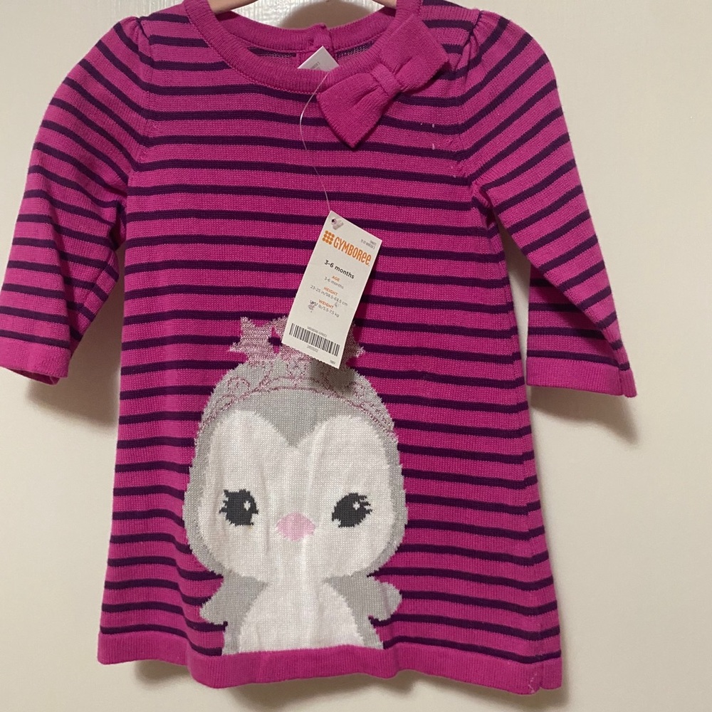 Striped Sweater Dress with Owl